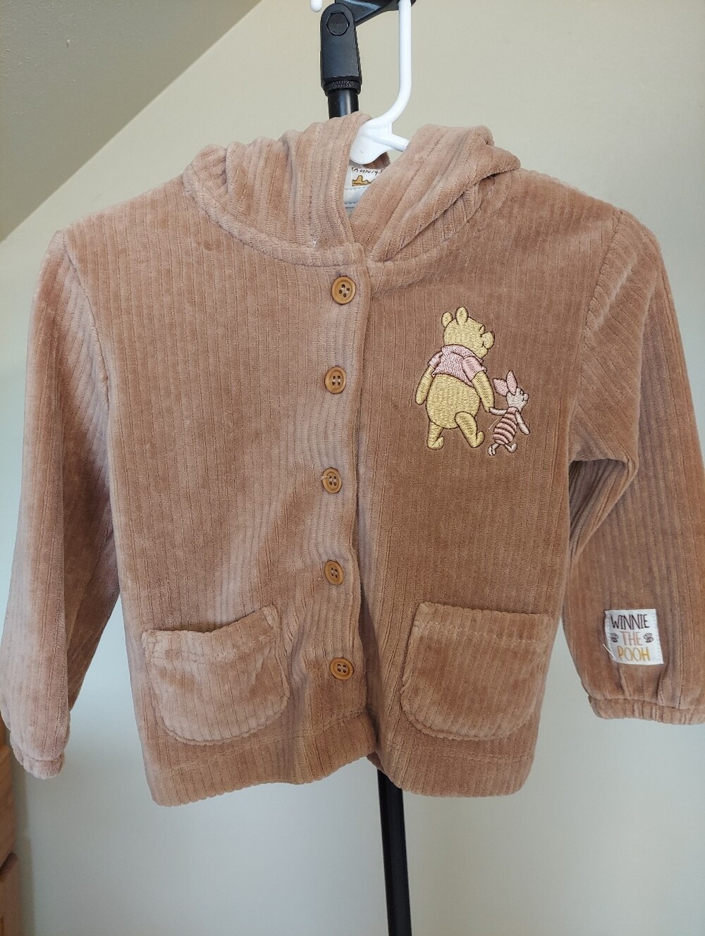 Disney Baby 12m Brown velour Ribbed  jacket Winnie The Pooh